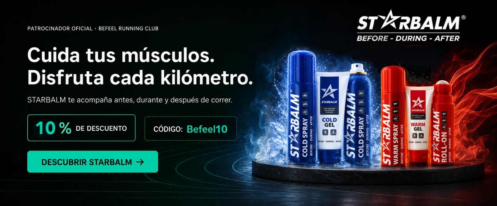 STARBALM, patrocinador oficial de BEFEEL Running Club. 10 % de descuento con el código Befeel10.